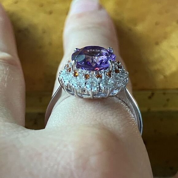 Moroccan Amethyst Red Garnet Sterling Silver Ring Size 8 - Picture 2 of 9